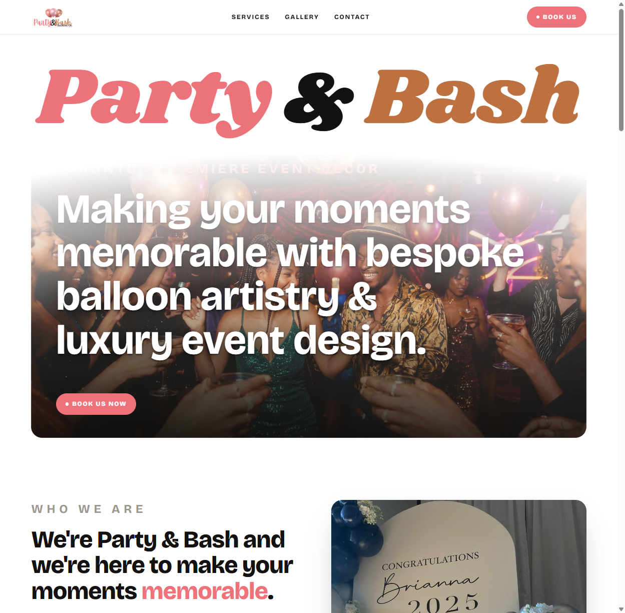 Party & Bash website screenshot