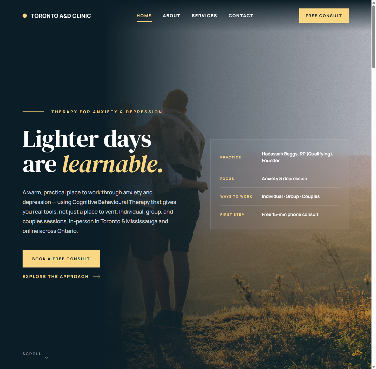 Toronto Anxiety & Depression Clinic website screenshot